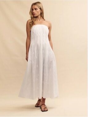 NOBODY’S CHILD WHITE Eyelet NEWBURY MIDI Strapless DRESS, WHITE 4